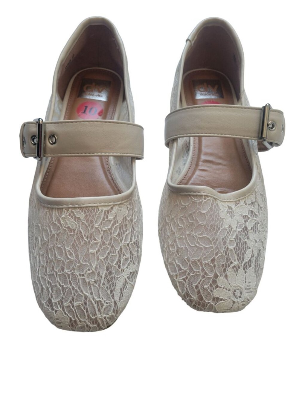 NWOT Dolce Vita White Floral Sheer Ballerina Buckle Size 10 Fairy Elegant - Picture 2 of 8